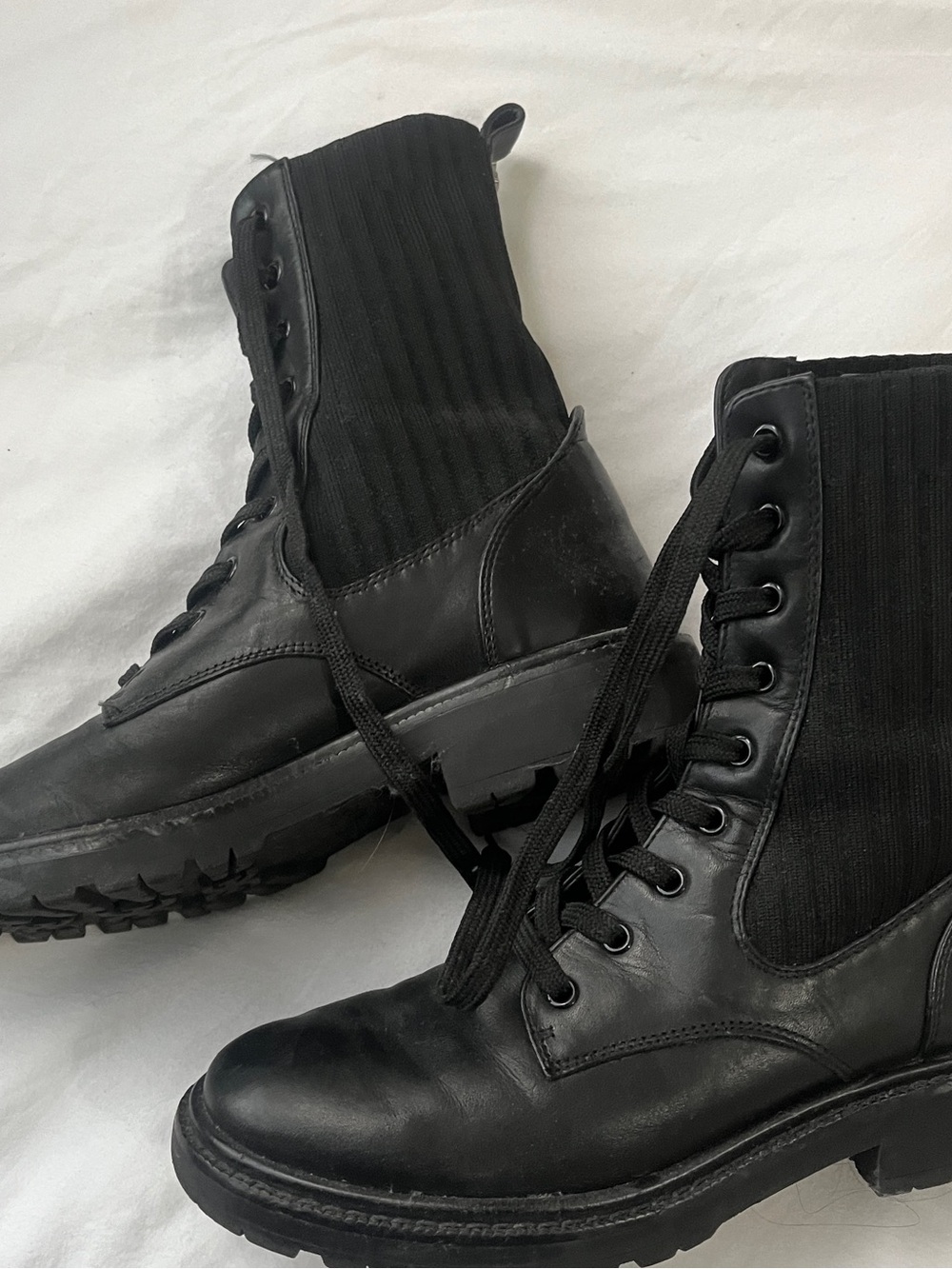 Sam Edelman Black Lace-Up Ankle Combat Boots